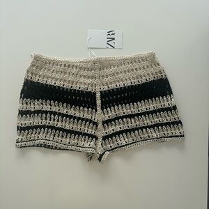Zara Crochet Striped Shorts NWT